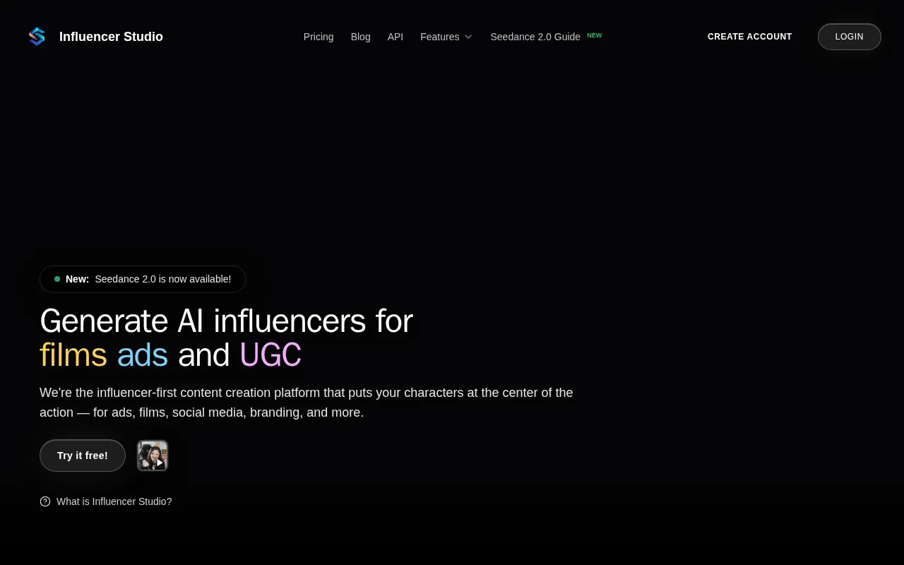 Influencer Studio — preview screenshot
