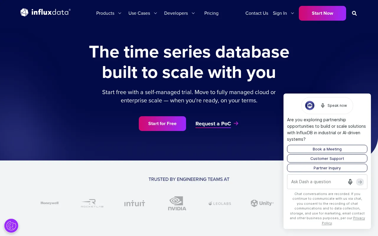 Influxdata — pricing page