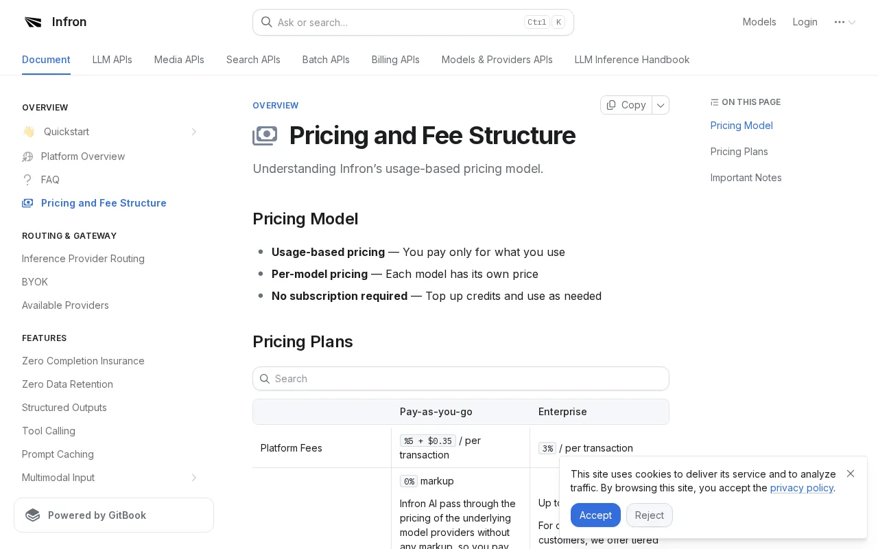 InfronAI — pricing page