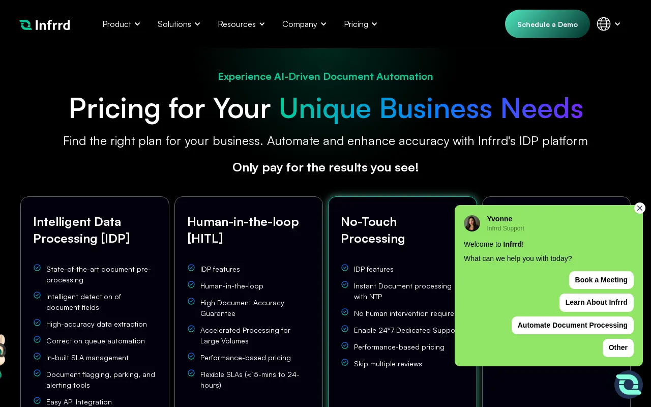 Infrrd — pricing page