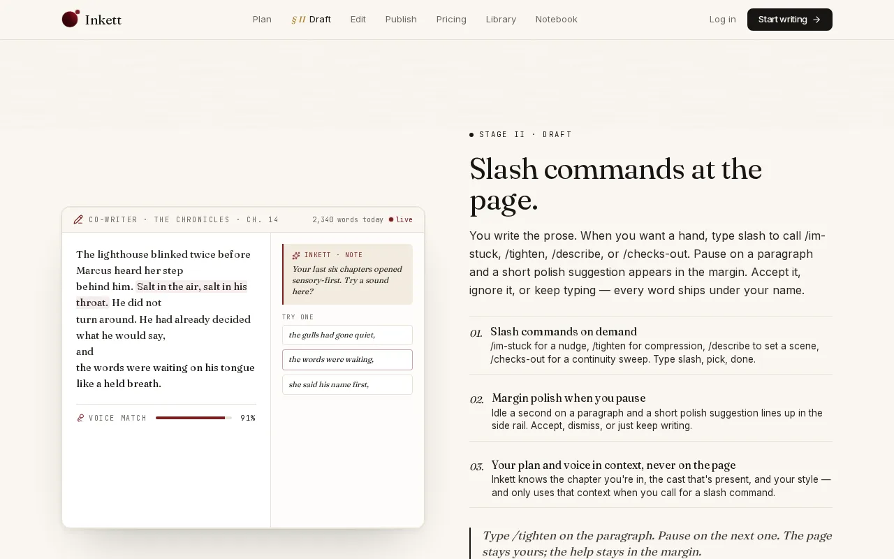 Inkett — pricing page