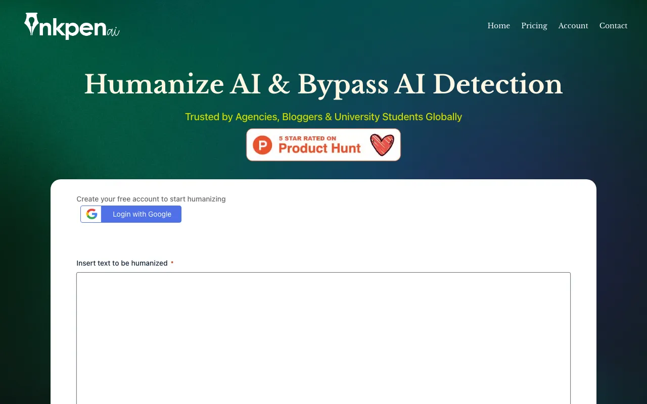 Inkpen AI Text Humanizer — preview screenshot
