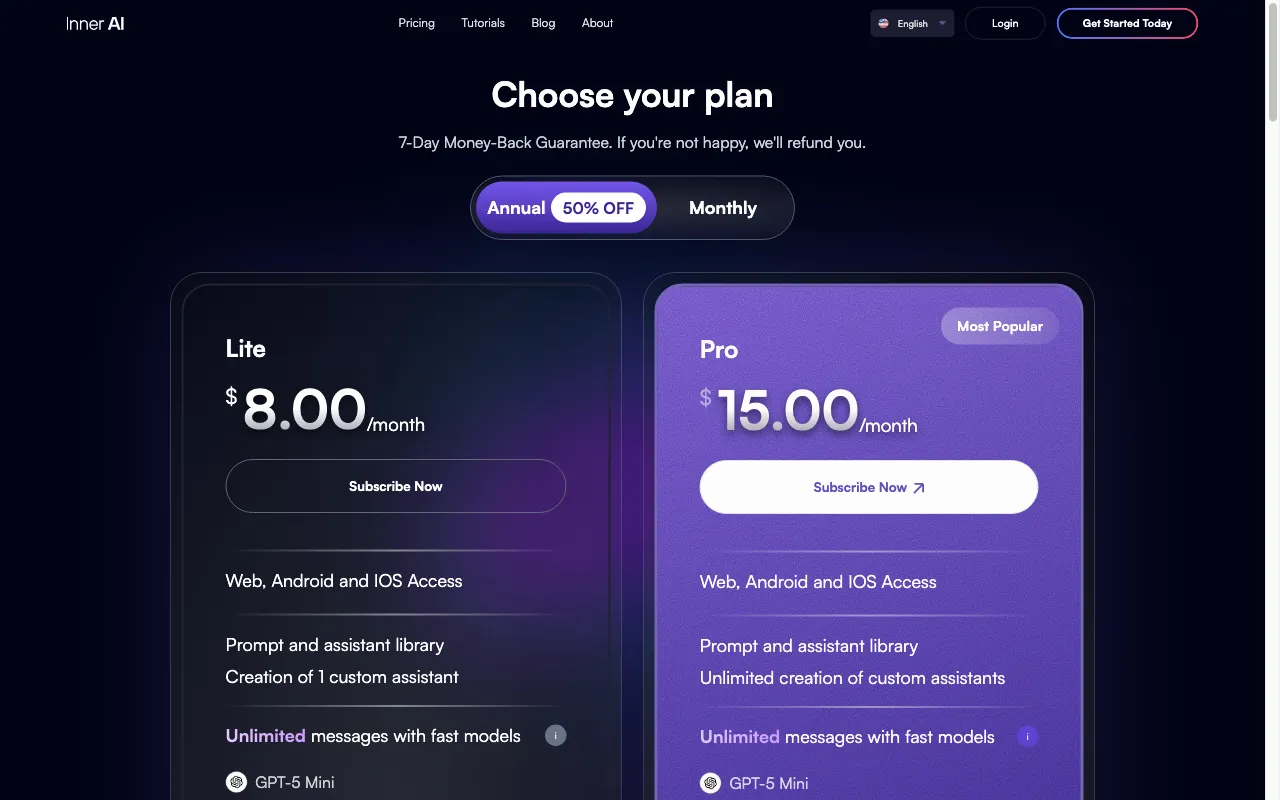 Inner AI — pricing page