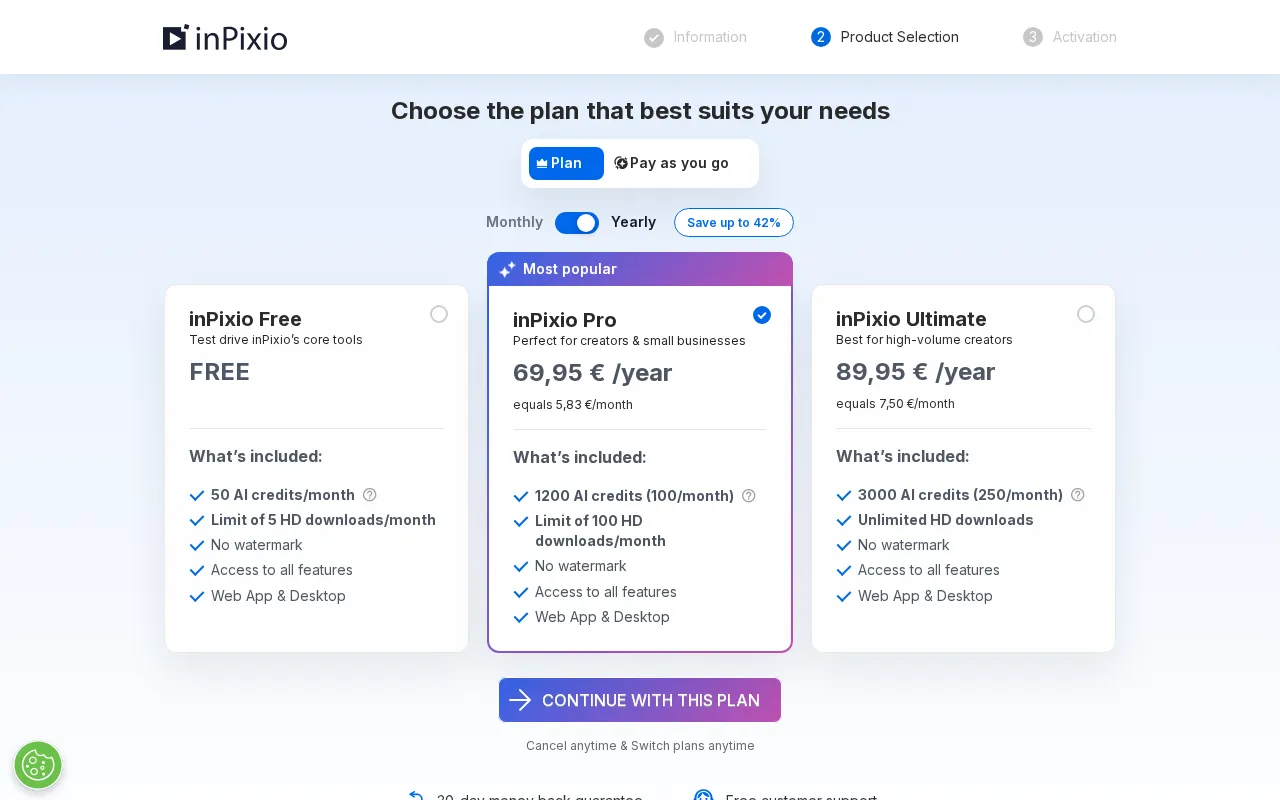 Inpixio — pricing page
