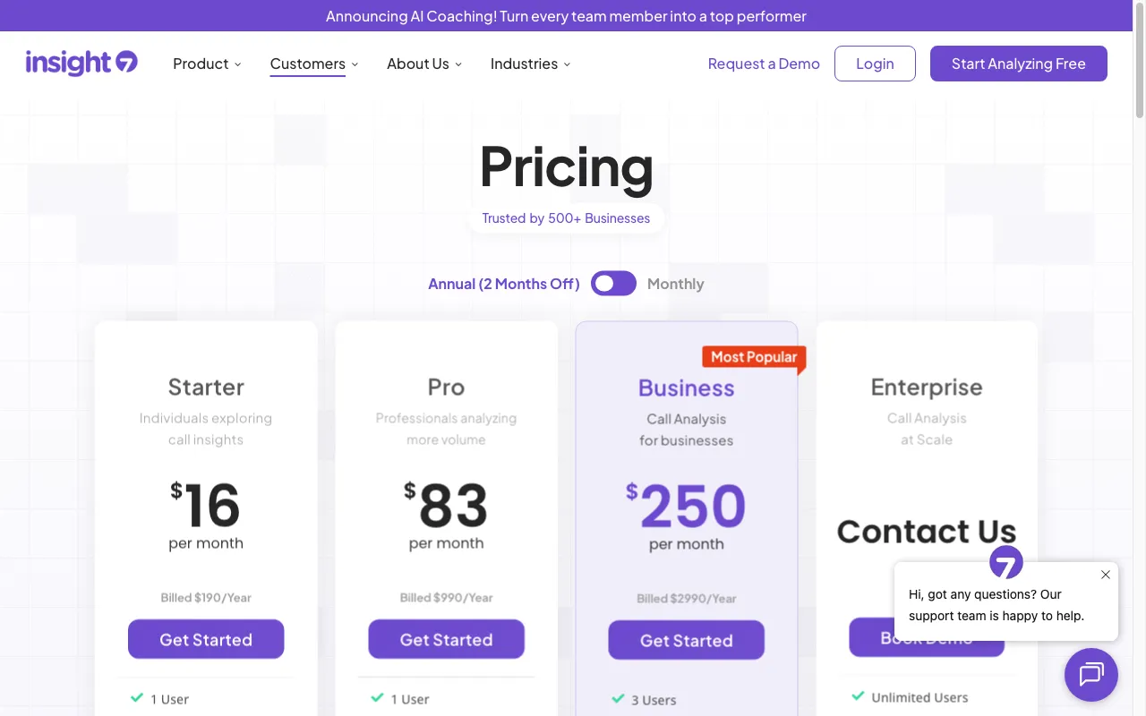 Insight7 — pricing page