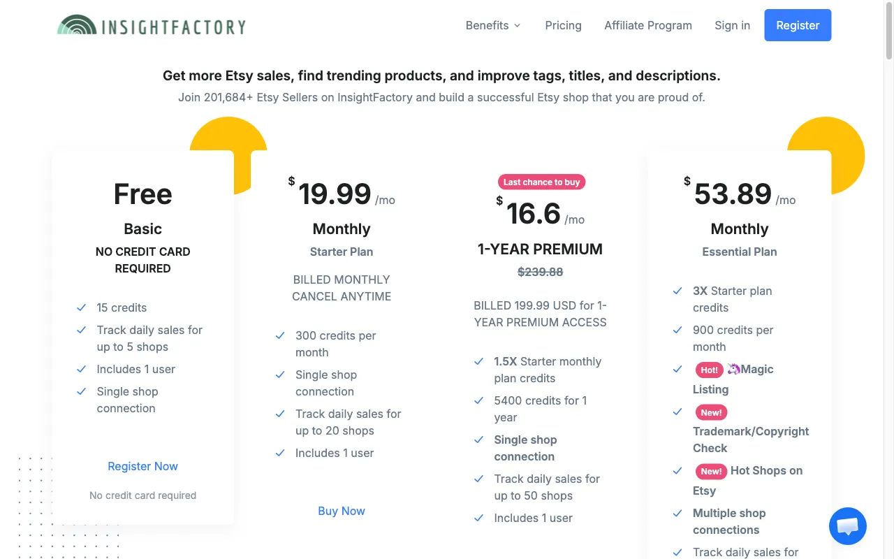 InsightFactory — pricing page