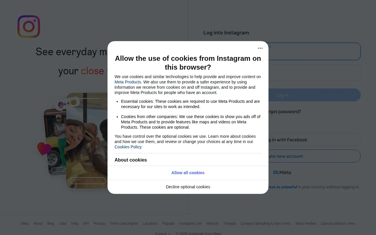Instagram — pricing page