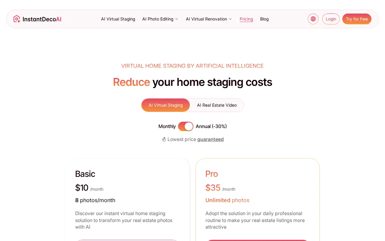 Instantdeco — pricing page