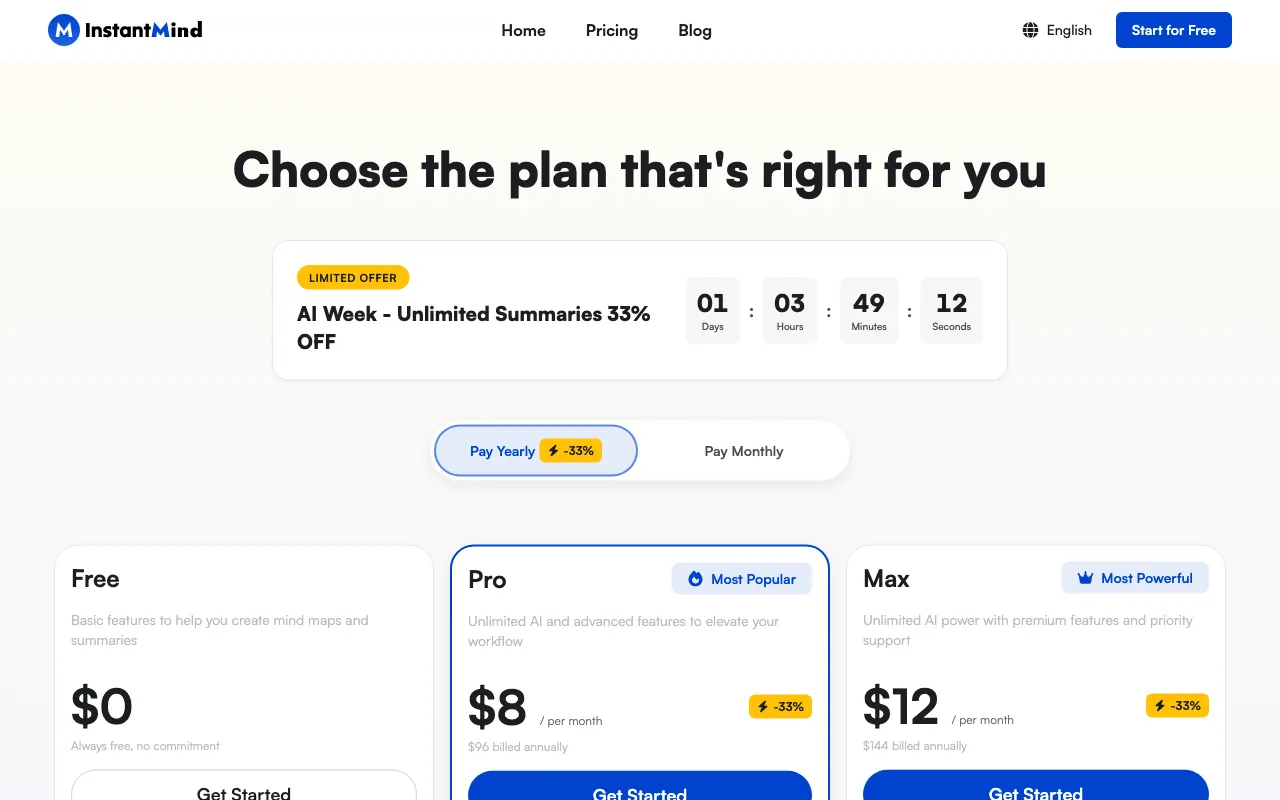 InstantMind — pricing page