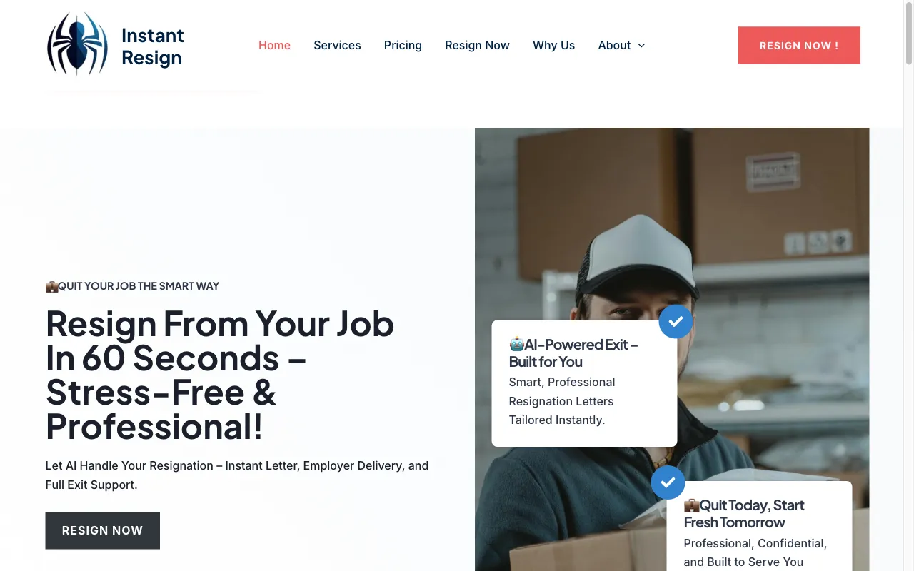 Instant Resign » — preview screenshot