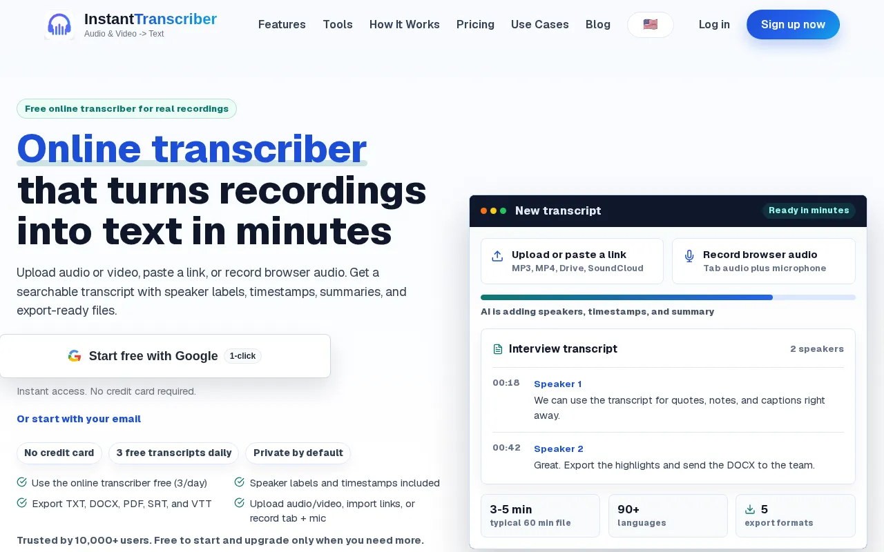 InstantTranscriber — preview screenshot
