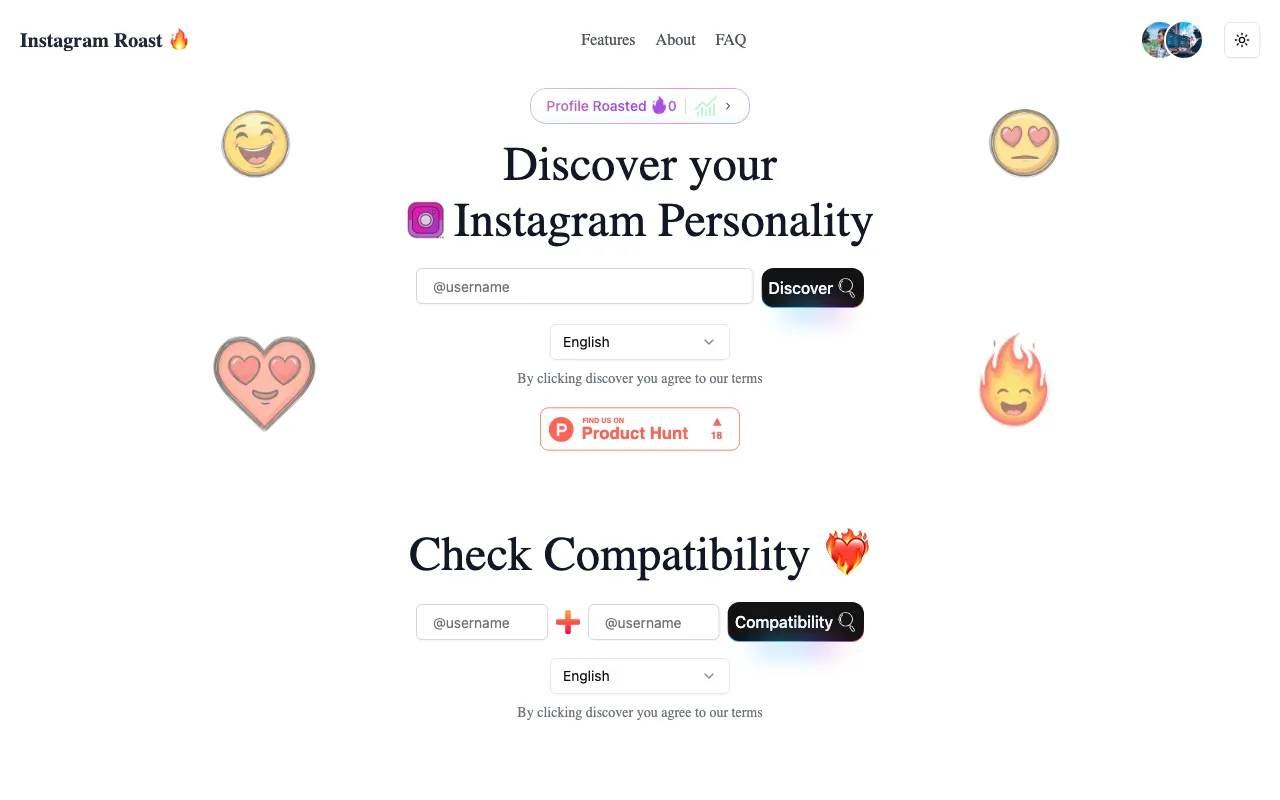 InstaRoasts — preview screenshot
