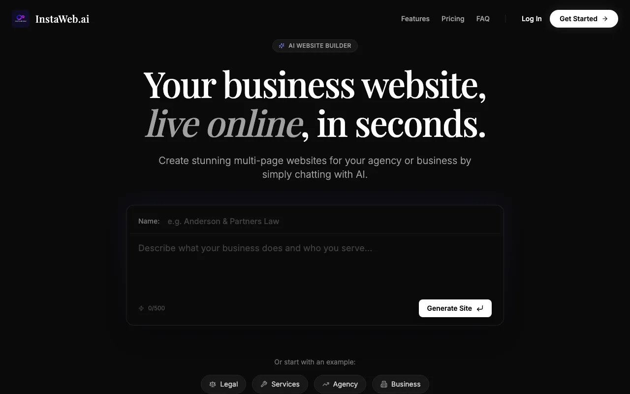 InstawebAI — preview screenshot