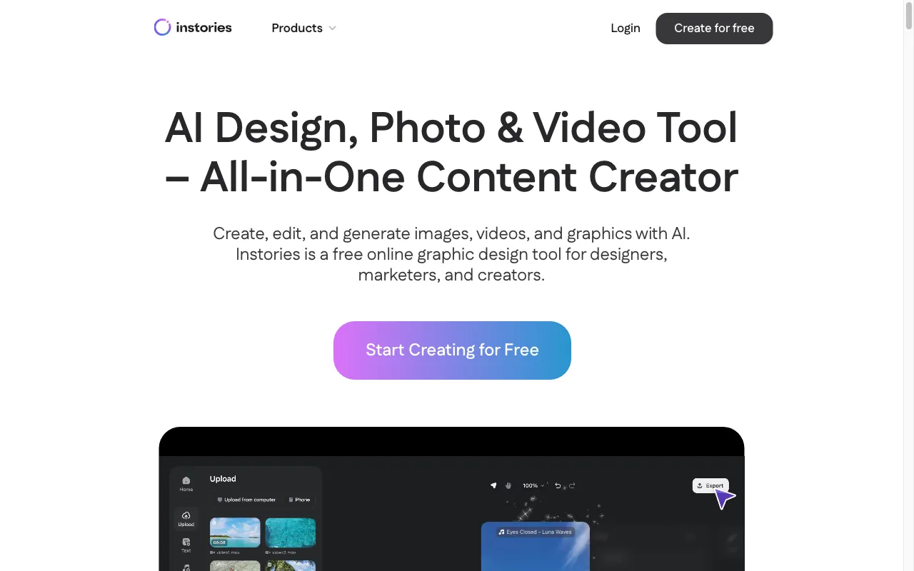Instories — preview screenshot