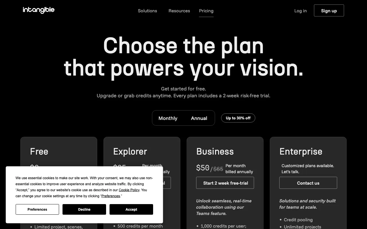 Intangible.ai — pricing page