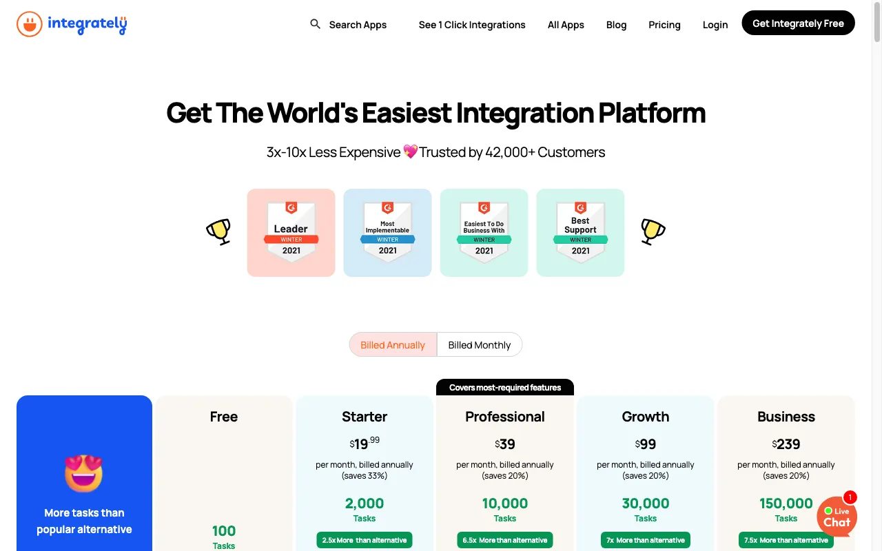 Integrately — pricing page