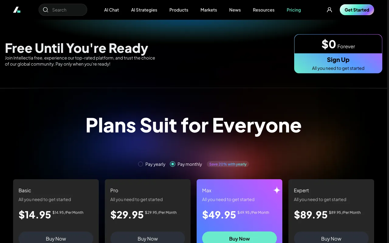 Intellectia.Ai — pricing page
