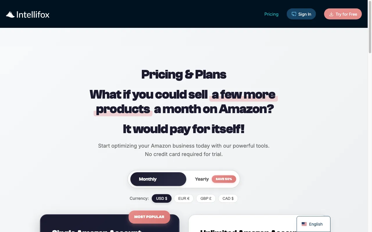 Intellifox — pricing page