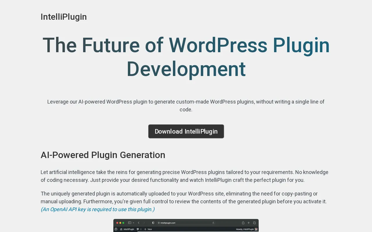 IntelliPlugin — preview screenshot