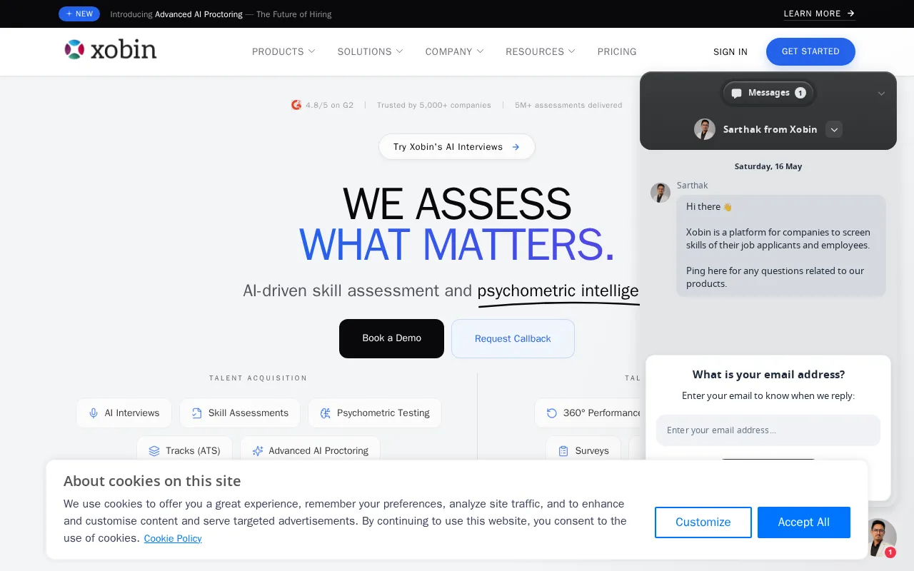 Hire your ideal candidate 20x faster while saving 10x time, money, and efforts with Xobin. — preview screenshot