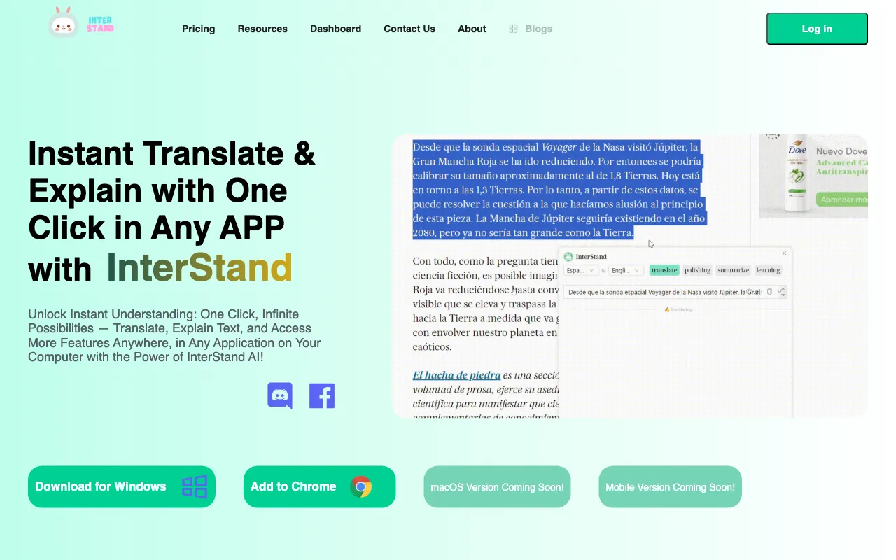 InterStand Chrome AI Reading Assistant — preview screenshot