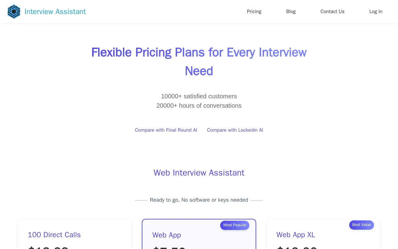 Interview Assistant — pricing page