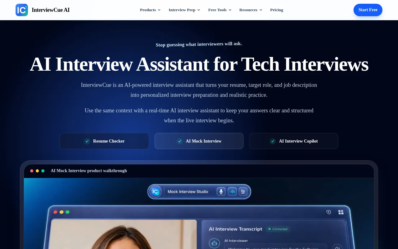 InterviewCue AI — preview screenshot