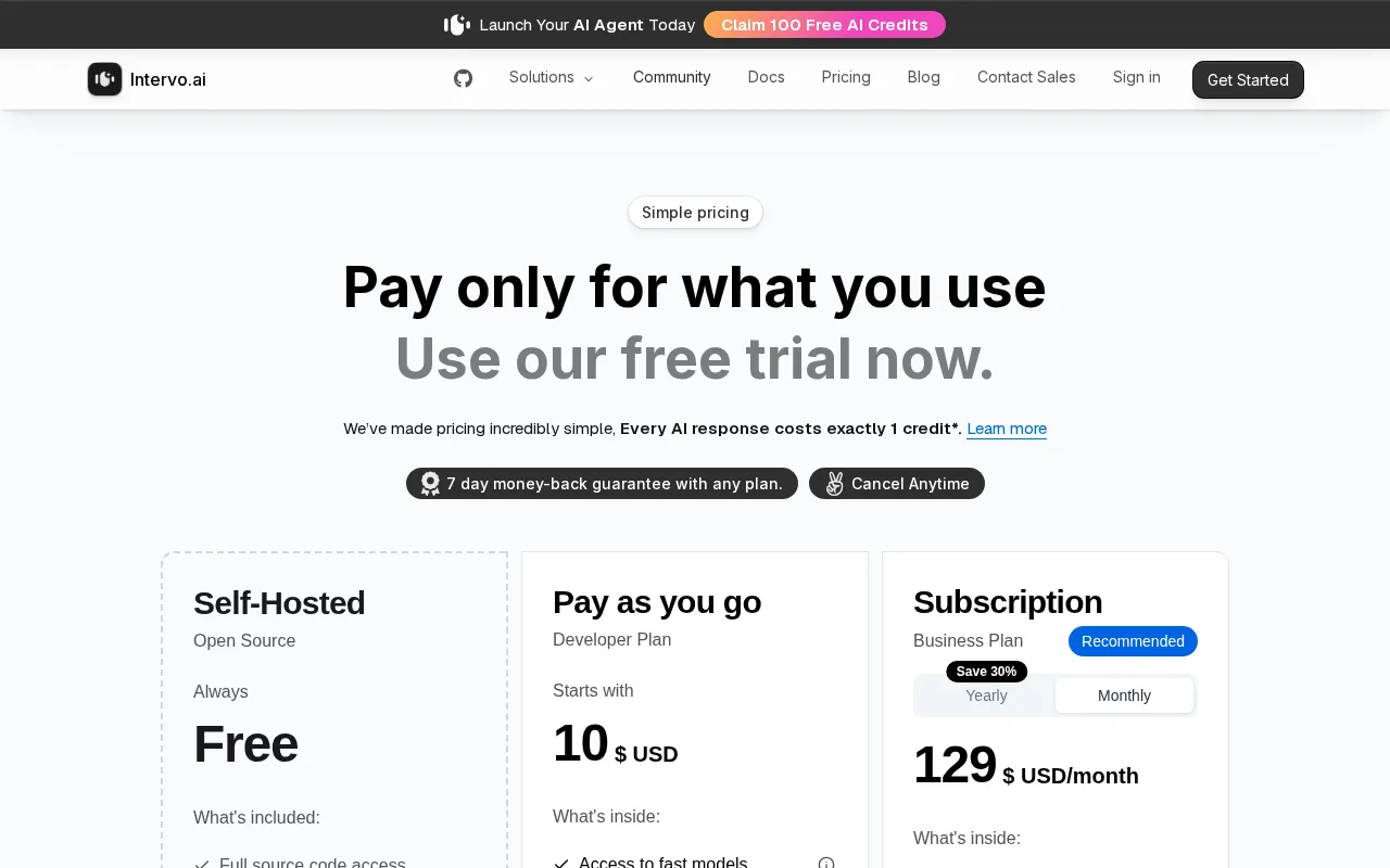 Intervo — pricing page