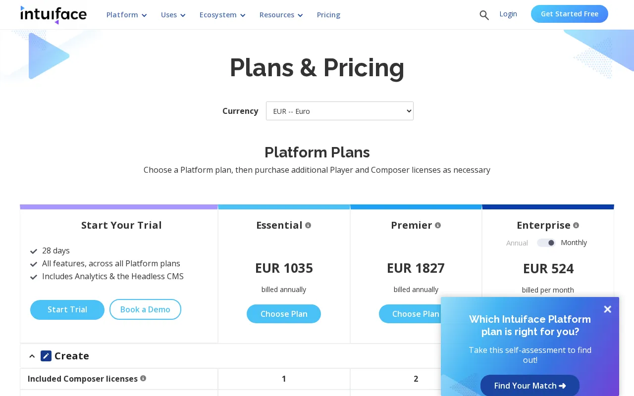 Intuiface — pricing page