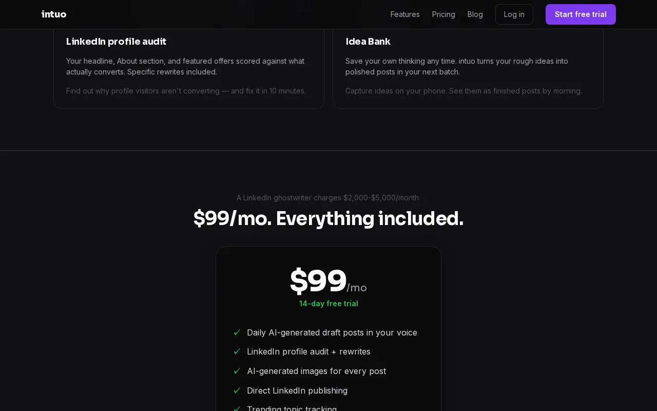 Intuo — pricing page