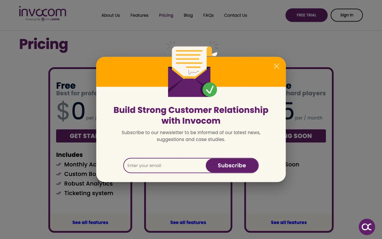 Invocom — pricing page
