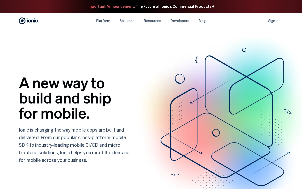 Ionic Framework — pricing page