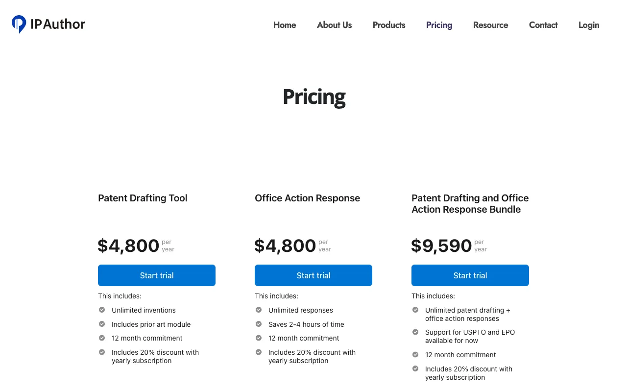IP Author — pricing page