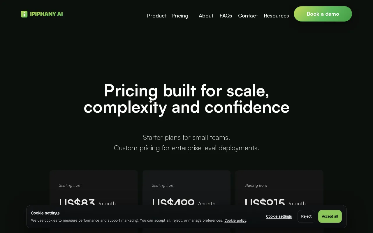 Ipiphany AI — pricing page