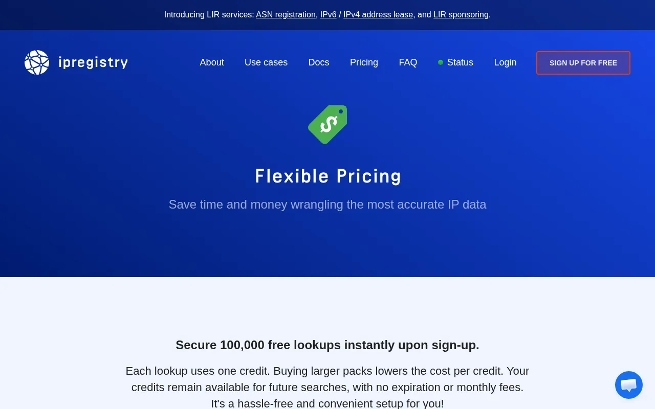 Ipregistry — pricing page