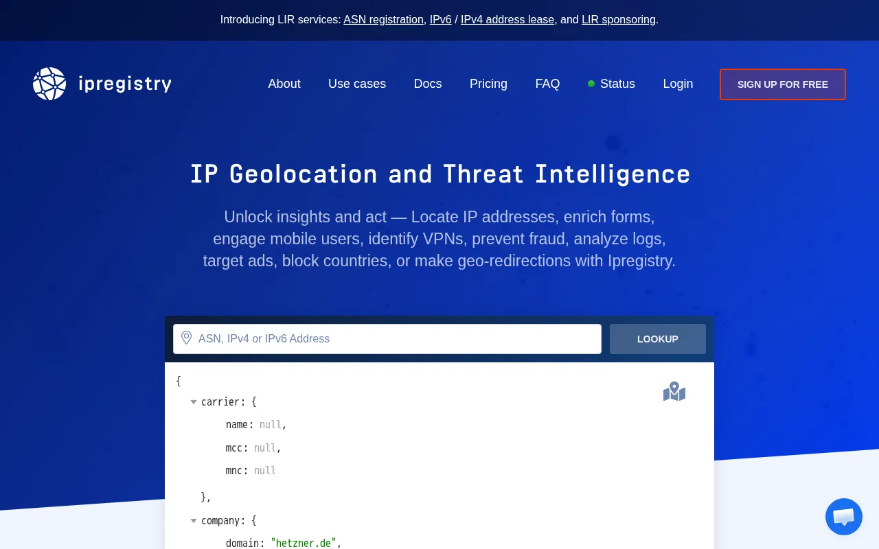 Ipregistry — preview screenshot