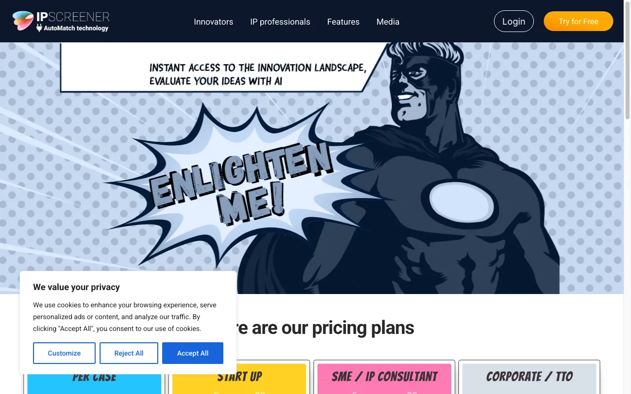 IPscreener — pricing page