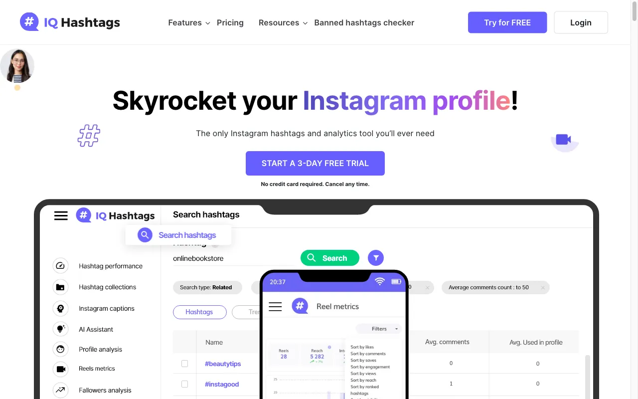 IQhashtags — preview screenshot