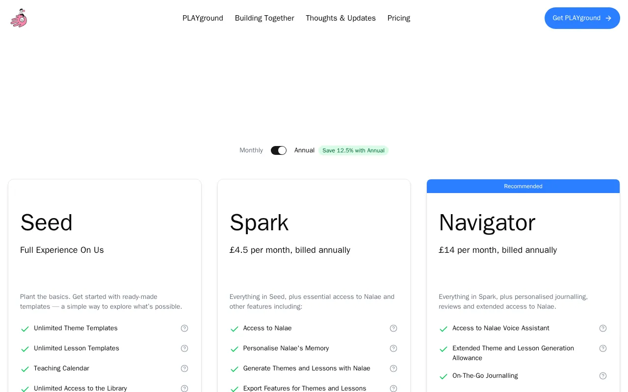 IRL PLAYground — pricing page