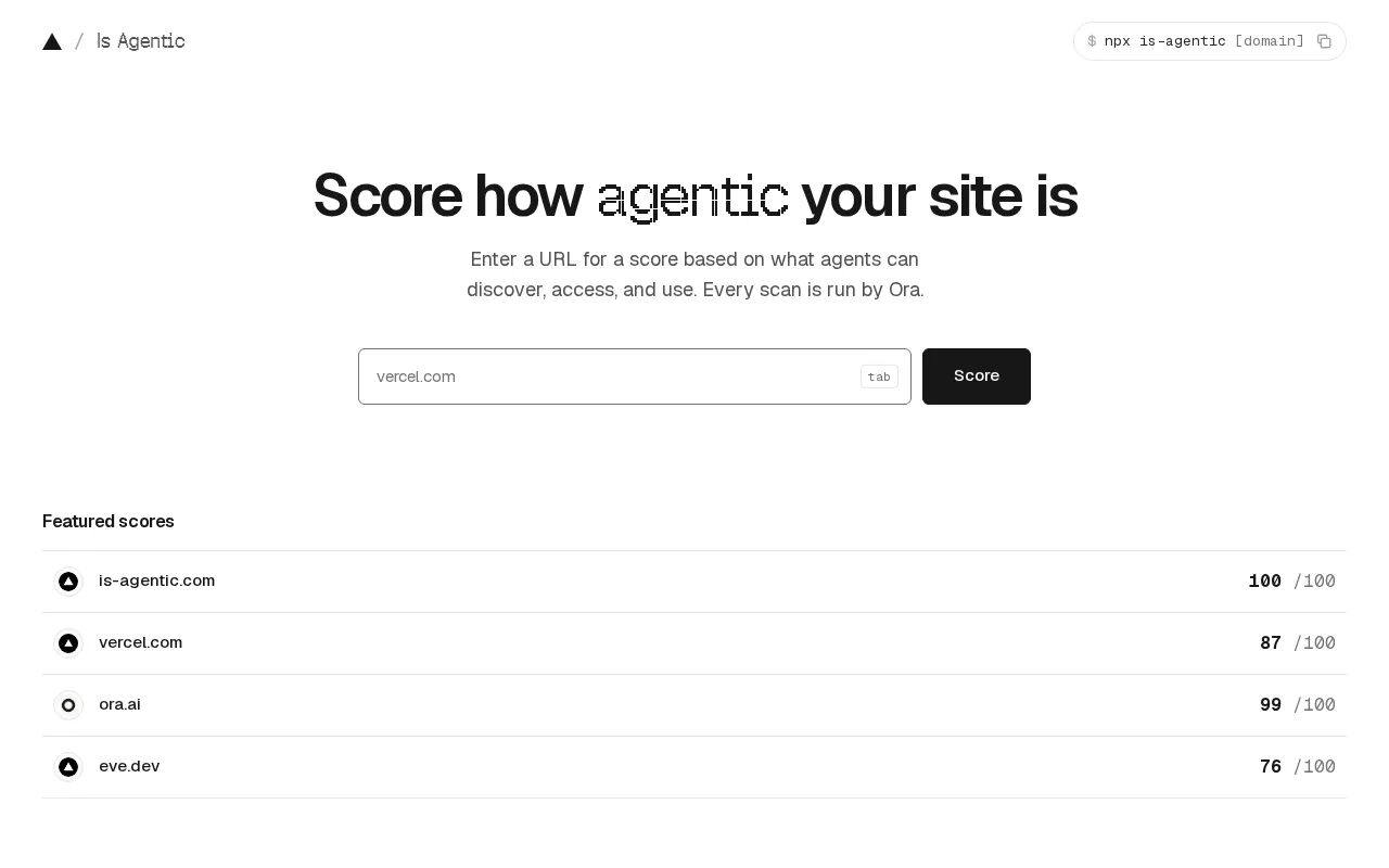 Is Agentic by Vercel — preview screenshot