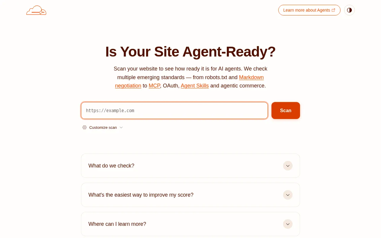 Is Your Site Agent-Ready? by Cloudflare — preview screenshot
