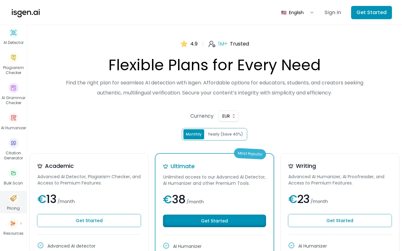 Isgen — pricing page