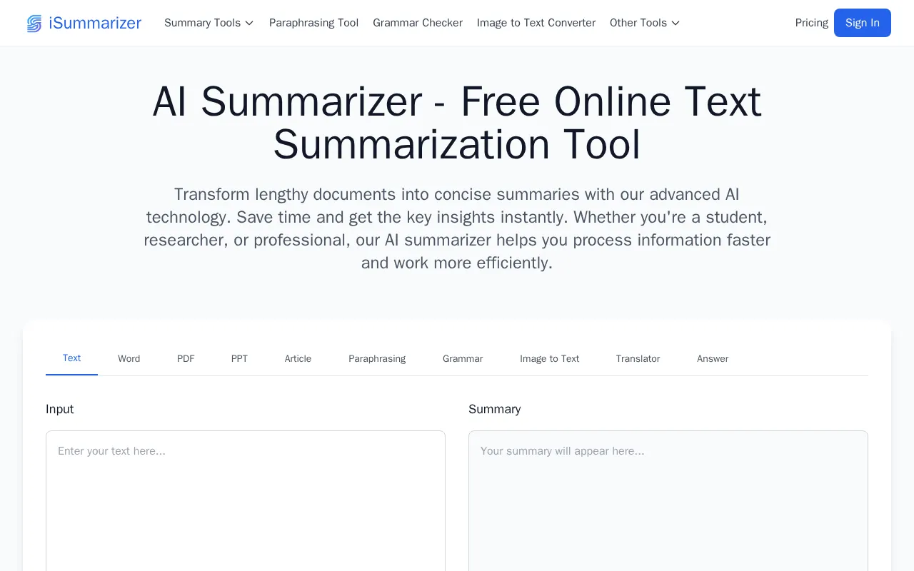 iSummarizer — preview screenshot