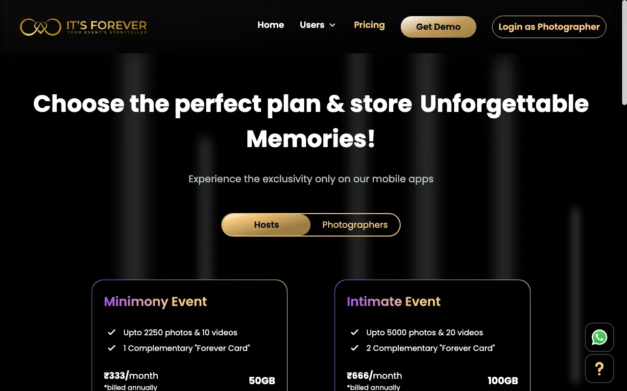 It's Forever — pricing page