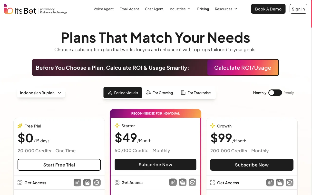 ItsBot — pricing page