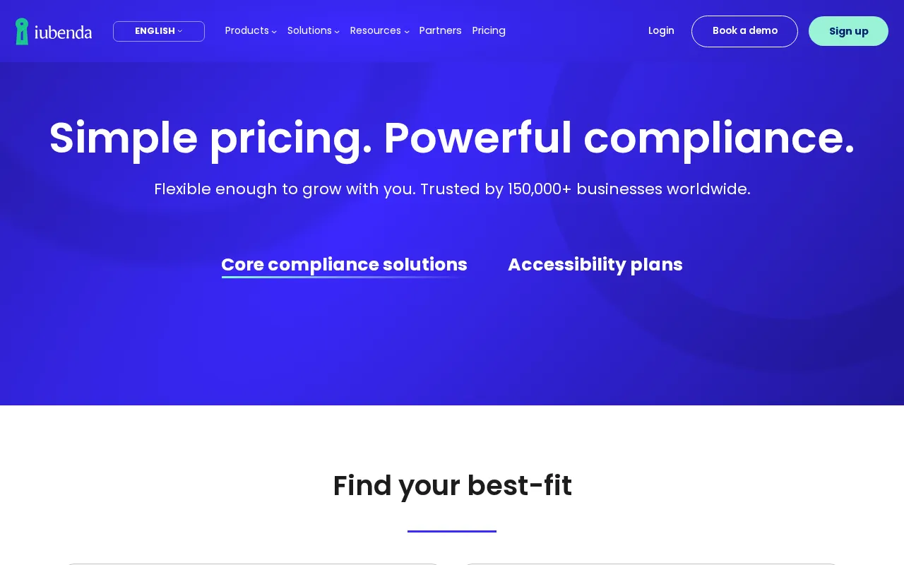 iubenda — pricing page