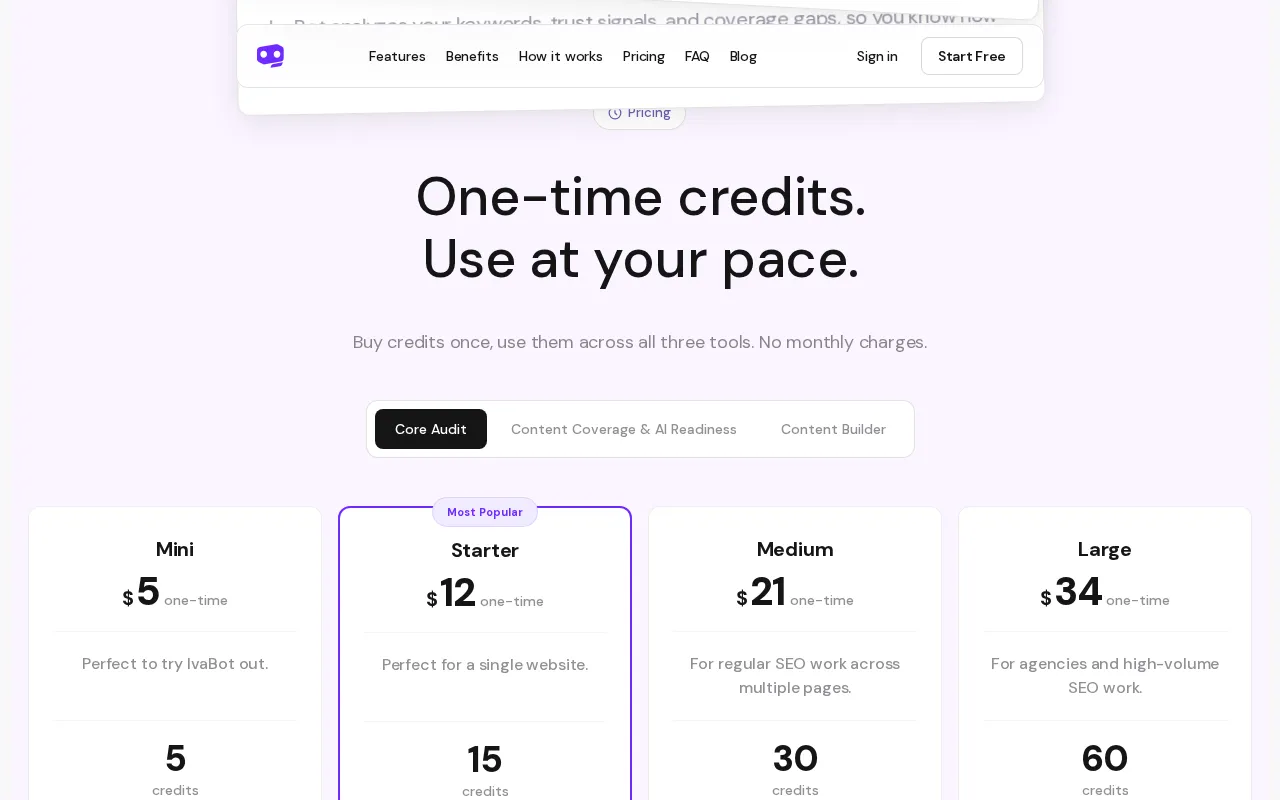 IvaBot — pricing page