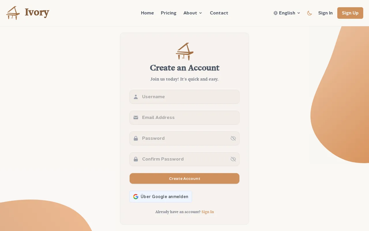 Ivory-App — pricing page
