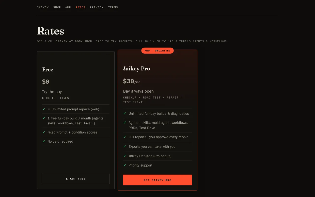 Jaikey — pricing page