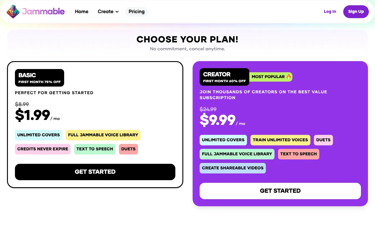 Jammable — pricing page